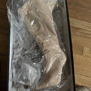 Aqua Over the Knee Boots - Cream